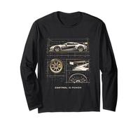 Control is Power Shirt Supercar Blueprint Design Sportscar Long Sleeve T-Shirt