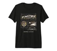 Control is Power Shirt Supercar Blueprint Design Sportscar Premium T-Shirt