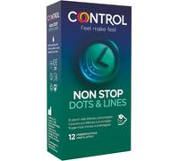 Control Non Stop Dots & Lines Condoms - Box of Condoms with Spots and Flutes for Stimulation, Retardant Effect, Perfect Adaptability, Safe Sex, Pack of 12