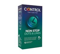 Control Non Stop Dots & Lines Condoms - Box of Condoms with Spots and Flutes for Stimulation, Retardant Effect, Perfect Adaptability, Safe Sex, Pack of 12