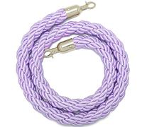 Control Stanchion Barrier Rope with Hook, Crowd Control Queue Barrier Rope With Metal Snaps, Multicolor, 2-13ft(Purple-silver Hooks,5ft/150cm)