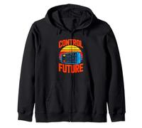 Control The Future Retro Sci Fi Gamer Aesthetic Zip Hoodie