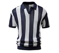 Control Tops for Men Black Blouse Top New Home Gifts Expedition Mens Summer Turtleneck Mesh Shirt Hollow Out Short Sleeved Fishing Net Clothes Trend Striped Shirt Gentleman Clothes Sale Clearance