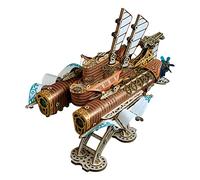 ControlCraze 20,000 Leagues Under the Sea 3D Wooden Steampunk Submarine Model Kit, DIY Nautilus Ship Craft, for Adults & Teens, Desktop Decoration (400+PCS/Yellow/Static)