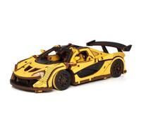 ControlCraze 3D Wooden Race Car Model Kit, 237-Piece Yellow Supercar Puzzle DIY Assembly Toy for Adults, Hand-Eye Coordination Builder & Decorative Collectible Gift