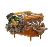 ControlCraze CISON V8 Engine Model that Runs, CISON Small-block 44CC 1/6 Scale Water-Cooled OHV 4-Stroke V8 Engine Internal Combustion Model, Physical-Experiment Kit for Adults (KIT Version/Orange)
