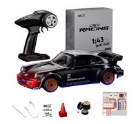 ControlCraze RC Drift Car 1:43 Scale, Full Proportional Alloy Mini Racing RC Car with Opening Doors, RTR Electric Remote Control Drift Vehicle Gift for Adults & Collectors, Perfect (Black)
