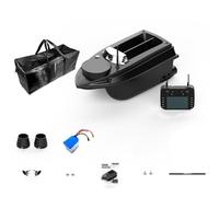 ControlCraze RC Fishing Bait Boat, V030 12V 2.4G 800M Remote Control Bait, Auto Return, LED Lights, 180 GPS Waypoints, RC Fishing Boat for Lake (Basic Version/Black)