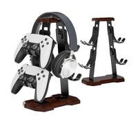 Controller and Headphone Stand Wood for Gaming Desk Accessories Office Desk Organizer Controller And Headphone Holder for Gaming Gifts Room Decor Headset Stand Headset Holder Compatible with Xbox PS5