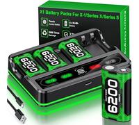 Controller Battery Pack for Xbox One/Xbox Series X|S,4x6200 mWh Rechargeable Battery Packs with Charging Dock/Cool RGB/Touch Control/USB & Type-C Charging, X-box Accessories Controller Charger