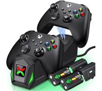 Controller Charger Station with 2x5520mWh Rechargeable Battery Packs for Xbox One/X/S/Elite/Xbox Series X|S, High Speed Charging Station Dock with 4 Batteries Cover for Xbox Controller Battery Pack