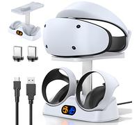Controller Charging Dock for PS5 VR2, PSVR 2 Charging Station with VR Headset Holder Display Stand, PS VR2 Controller Charger for PSVR2 Accessories with Led Indicator, 2 Magnetic Clasp & Type-C Cable