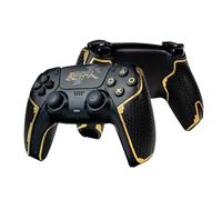 Controller Grips for PS5 DualSense Edge, Skin kit,Anti-Skid, Multi-Texture, Sweat Absorption, Pre-Cut Grips Tape, by SHADOW BOOLT (Black & Gold, Guardian Series 2.0 for DualSense)