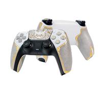 Controller Grips for PS5 DualSense, Skin kit,Anti-Skid, Multi-Texture, Sweat Absorption, Pre-Cut Grips Tape, by SHADOW BOOLT (Ash Grey & Gold, Guardian Series 2.0 for DualSense)
