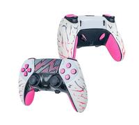 Controller Grips, Skin kit,Anti-Skid, Multi-Texture, Sweat Absorption, Pre-Cut Grips Tape, by SHADOW BOOLT (Pink & White, 2.0 for DualSense Edge)