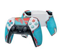 Controller Grips, Skin kit,Anti-Skid, Multi-Texture, Sweat Absorption, Pre-Cut Grips Tape, by SHADOW BOOLT (Gulf Blue, Red & Gold, 2.0 for DualSense)