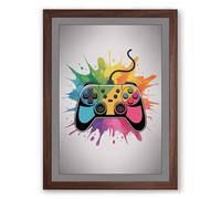 Controller in Motion Modern Framed Wall Art Print A2 (59.4×42cm) Walnut, Wall Decor for Living Room, Bedroom, Office & Home, Ready to Hang, Art Gift