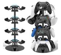 Controller Stand 4 Tiers with Headphone Holder for Desk, Universal Controller Holder Compatible with Xbox PS5 PS4 Nintendo Switch, Headset Hanger & Desk Mounts for 12 Packs Controller (360 Degree)