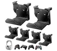 Controller Wall Mount Holder, 6 Pack, Universal Gaming Stand for PS5 Pro/PS5/PS4/Xbox/Switch, Headphone Hanger Hook