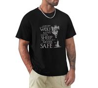 controlli Leave One Wolf Alive and The Sheep are Never Safe-Mens O-Neck T Shirt Black XL