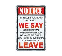 Controversial Yard Bar Tin Sign, This Place Is Politically Incorrect Leave If Offended, Indoor Outdoor Funny Wall Decor, 8x12 Inch