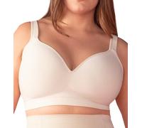 Conturve Wireless Push Up Bra with Support Sweetheart Bras for Women, Full Coverage Seamless Bralette + Extra Extender Beige