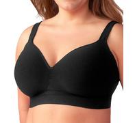Conturve Wireless Push Up Bra with Support Sweetheart Bras for Women, Full Coverage Seamless Bralette + Extra Extender Black