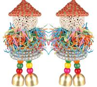 Conure Toys,2PCS Bird Toys Parrot Foraging Shredder Hanging Toys Sola Balls with Bell for Small Parrots Parakeets Cockatiel Conures Love Birds Budgie Cage Toy (Hat Girl Big) (Colorful Hats)