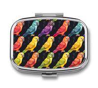Conures Colorful Parrot Pill Box 2 Compartment Pill Case Decorative Organizer Storage Boxes Holder Cute