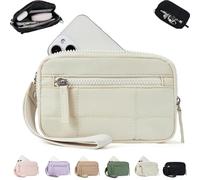 Convely Essential Wristlet, Convely Wristlet Wallets for Women, Waterproof Nylon with 3 Zipper/Clear Spot License, Essential Wallet Fits Phone, Keys, Ear Pods, Cards (Beige)