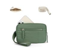 Convely Essential Wristlet, Nylon Wallets with 3 Zipper/Clear Spot License, Waterproof & Hands-Free, Handbags(Green)