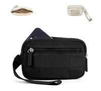 Convely Essential Wristlet, Nylon Wallets with 3 Zipper/Clear Spot License, Waterproof & Hands-Free, Handbags(Black)