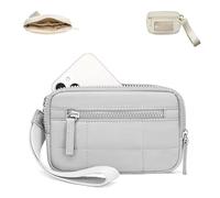 Convely Essential Wristlet, Nylon Wallets with 3 Zipper/Clear Spot License, Waterproof & Hands-Free, Handbags(Gray)
