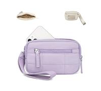 Convely Essential Wristlet, Nylon Wallets with 3 Zipper/Clear Spot License, Waterproof & Hands-Free, Handbags(Violet)