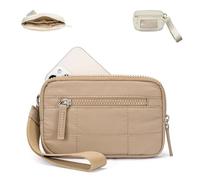 Convely Essential Wristlet, Nylon Wallets with 3 Zipper/Clear Spot License, Waterproof & Hands-Free, Handbags(Khaki)
