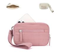 Convely Essential Wristlet, Nylon Wallets with 3 Zipper/Clear Spot License, Waterproof & Hands-Free, Handbags(Blush)