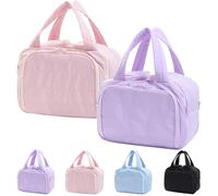 Convely Toiletry Bag, Travelfree Toiletry Bag, Large Capacity Wide-Open Travel Cosmetic Bag, Puffy Cosmetic Makeup Bag for Traveling, Accessories, Essentials, Toiletries (2Pcs-A)