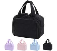 Convely Toiletry Bag, Travelfree Toiletry Bag, Large Capacity Wide-Open Travel Cosmetic Bag, Puffy Cosmetic Makeup Bag for Traveling, Accessories, Essentials, Toiletries (Black)
