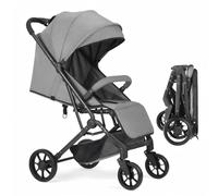 Convenience Baby Stroller - Lightweight & Compact Travel Umbrella Stroller, Quick One-Hand Fold, Lockable Rear Wheels, Adjustable Canopy, 5-Point Safety Harness & Shopping Basket (Grey)
