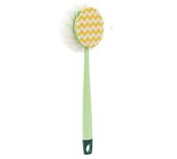 Convenient 2-in-1 Bath Scrubber & Back Brush, Shower Back Brush with Long Handle, Exfoliating Shower Ball, Soft Bristles, Double Sided Bath Brush, Back Cleaner for Shower for Wet or Dry (Green, B)