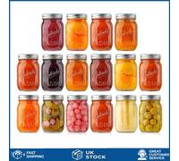 Convenient 450ml Mason Jar Set - 16 Clear Airtight Containers for Everyday Use