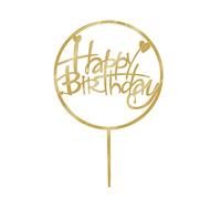 Convenient and cleverRound Happy Birthday Cake Topper Acrylic Gold Twinkle Diy Glitter Cupcake Cake Smash Candle Party Handmade Stick