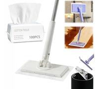 Convenient Cloth Changing Mini Mop, Clever Snap-Grip Mini Mop with 360° Rotating Head &100Pcs Face Towels for Wet/Dry Cleaning, Hands-Free Replacement for Floors, Bathroom, Tiles (White, 28in)