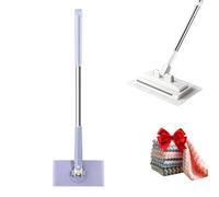 Convenient Cloth Changing Mini Mop+Magic Cleaning Cloth*6, Zero Touch Mini Mops, Multi Surface Mop Floor Mopping and Sweeping Cleaning Head for Kitchen Wall Bathroom Toilet Corners (27IN Purple)