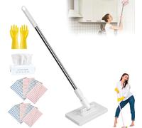 Convenient Cloth Changing Mini Mop, Retractable Gap Dust Cleaner Flat Mops with Sweeping Cloths, 100cm Long Handle Mopping Sweeper Stick (1*mop+10*cloth)