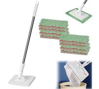 Convenient Cloth Changing Mini Mops, Lazy Mop Clip On, Disposable Dust PortableMops with 5/10 Reusable Cloths (1 Mop 10 Cloth)