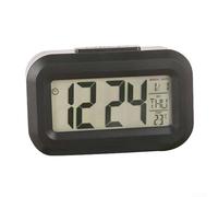 Convenient Digital Alarm Clock for Home or Office Use, Features Snooze Button, Night Light, and Easy to Read Time and Temperature Display (Black)