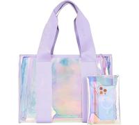 Convenient Illusion Women's Wash Bag, Foldable Handheld Cosmetic Bag, Large Capacity Waterproof Storage Bag for Beach Fitness Swimming Travel Camping (Purple)