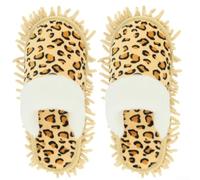 Convenient Mop Slippers for Quick Dusting and Sweeping Designed for Fast and Efficient Use (camel leopard print)