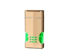 Convenient transparent air window jet torch lighter, windproof jet flame, classic flip lighter, gift for men (no butane)(Gold2)